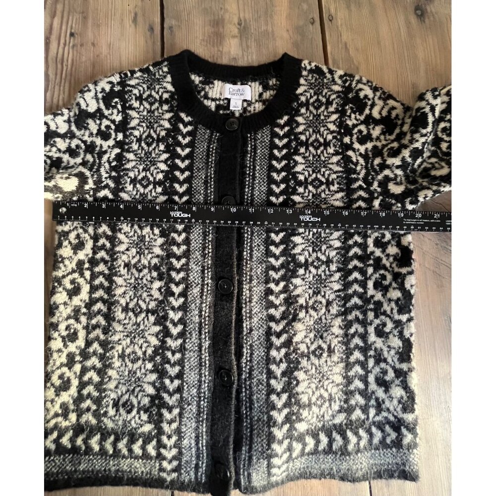 Croft & Barrow Nordic Print Cardigan Sweater Womens S Black Button Up - Picture 5 of 7